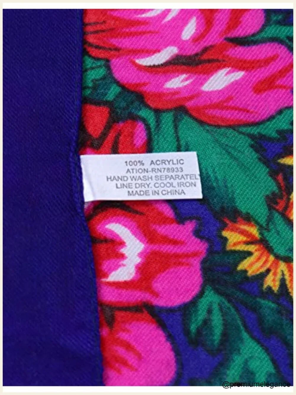 Square Floral Print Acrylic Head Scarf Bandana Babushka Silk-Like Shawl for